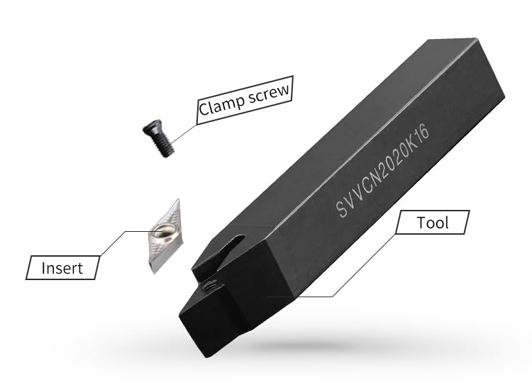 1 herramienta de torneado de metal SVVCN, SVVCN1616 SVVCN2020 SVVCN2525, herramienta de torneado externo, portaherramientas de torno for insertos de torneado VCMT(SVVCN2020K16)
