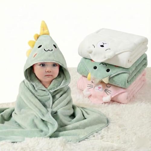 Image of Hooded Baby Towel - 3 Pack Premium Soft Bath Towel for Baby, Newborn,Infant - Ultra Absorbent,Natural Baby Stuff Towel, Soft Coral Velvet Coral Fleece Bath Towel for Boys and Girls