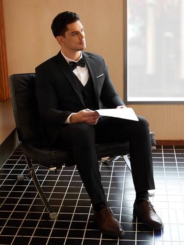 Mens Suit Tuxedo Set Slim Fit Suits 3 Piece One Button Prom Wedding Blazer Vest Pants with Bow Tie3