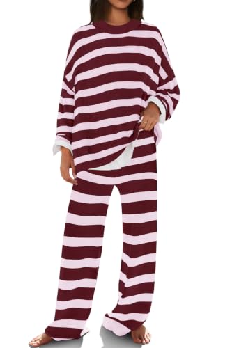 Image of SENSERISE Womens Striped Set Sweater Lounge Sets