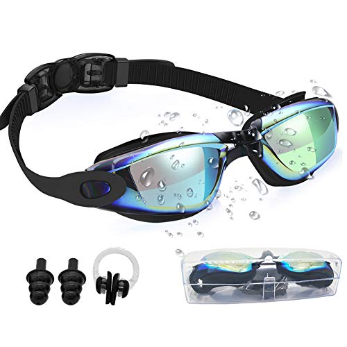 Swim Goggles?No Leaking Anti-Fog UV Protection Clear Vision Triathlon Swimming Goggles?Swim Goggle for Adult Men Women Youth Teens and Kids?with Free Cases.Black 