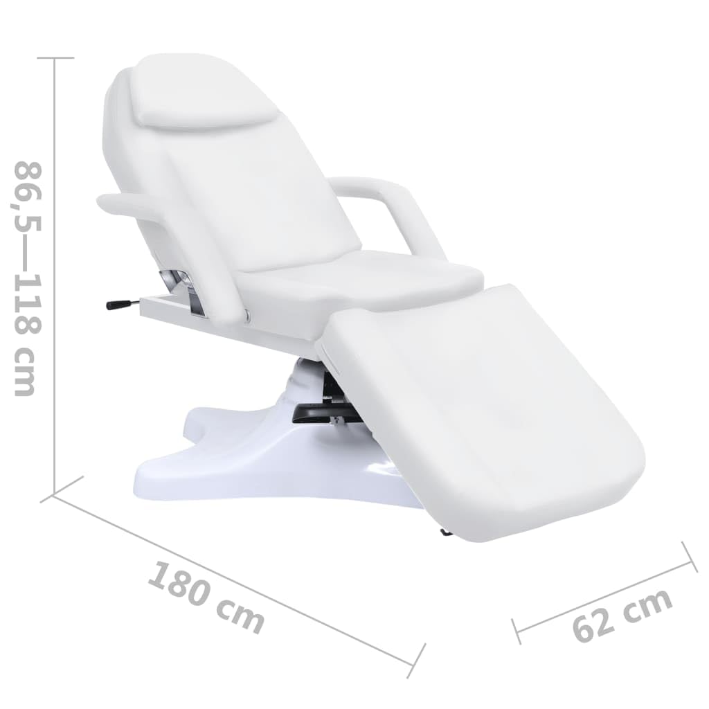 Massagetisch Kosmetikliege 180x62cm Höhenverstellbar mit Gasdruckfeder Weiß Drehbar Behandlungsliege für Massage Gesichtspflege Tattoo Salon