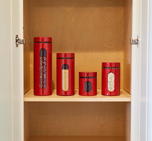 Anchor Hocking Palladian Window Cylinder Jars, Mixed Sizes, Cherry, Set of 4