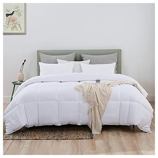 L LOVSOUL Bamboo Comforter Queen Size White Lightweight Comforter Soft Down Alternative Duvet Insert Breathable Cooling Comforter 8 Corner Tabs,90x90Inches