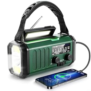 Oniissy 10000mAh Solar Crank Radio AM FM met zaklamp en powerbank functie, aanpasbare outdoor crank radio met meerdere praktische functies