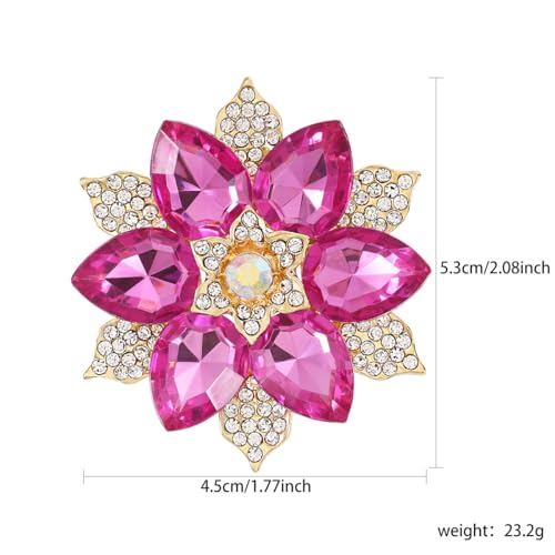 Image of Rhinestone Sunflower Brooch Pin for Women Red Black Purple Large Flower Broochs Snowflake Brooch Marquise Wreath Brooches Jewelry