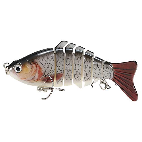 Isca anzol, Andoer Isca de pesca multi-articulada Lifelike 7 segmentos Isca de pesca Crankbait Swimb