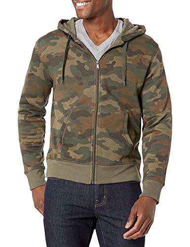 Amazon Essentials Men's Full-Zip Hooded Fleece Sweatshirt, Camo, Large