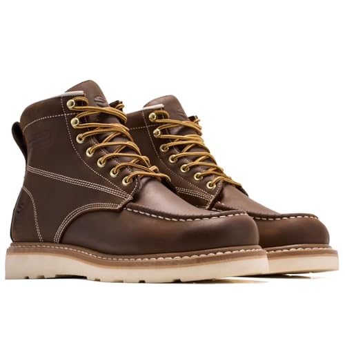 Image of SUREWAY 6in Moc Toe Work Boots for Men, Wedge Sole, Steel /Soft Toe
