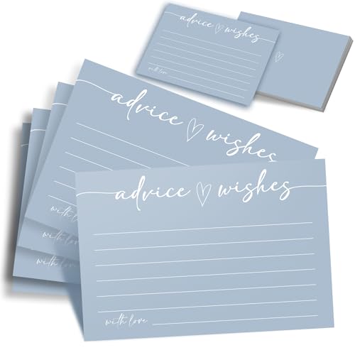 ZYLORI Advice and Wishes for The Mr and Mrs - 60 Blue Marriage Message Cards - Minimalist...