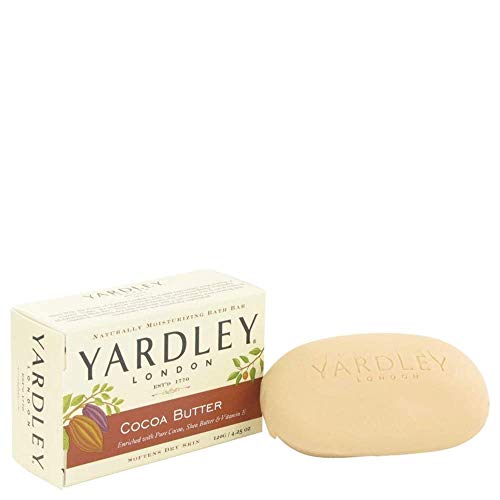 Yardley London Nourishing Bath Soap Bar Cocoa Butter, Helps Soften Dry Skin with Pure Cocoa Butter, Shea Butter & Vitamin E, 4.0 oz Bath Bar, 1 Soap Bar