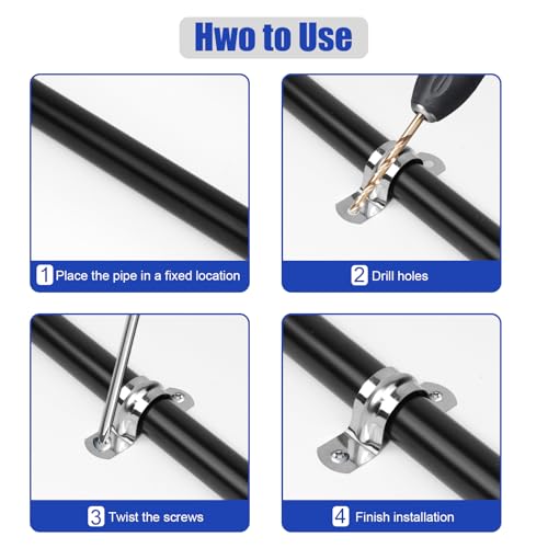 Image of 30Pcs 1 /2 Inch Stainless Steel Conduit Clamps, 2 Hole Strap U Bracket Rigid Pipe Strap, Tension Clips U-tube Clamp for Pipe Fixing on Various Surfaces