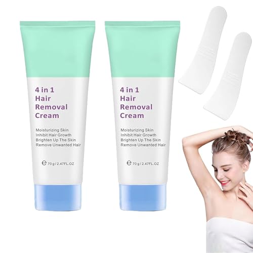 2 piezas Glowcode 4 en 1 crema depilatoria, 2024 nueva crema mágica depilatoria para la cara, crema depilatoria hidratante y calmante para la piel con cepillo