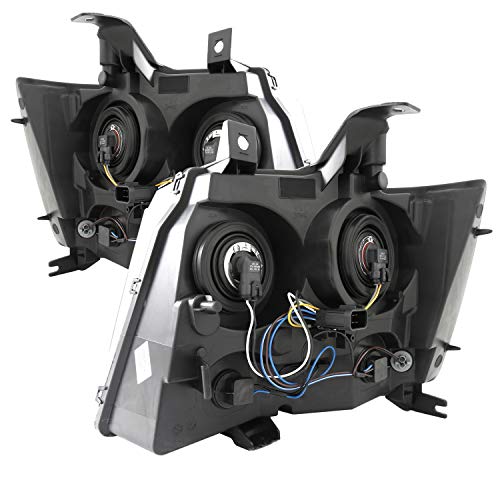 Amerilite Halogen Car Headlight Pair With Bulbs And Harness Replacement For Chevy Tahoe Suburban Avalanche - Driver And Passenger Side, Vehicle Light Assembly, Black Housing #TOP6