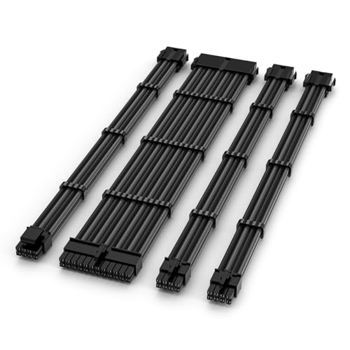 Image of TECWARE FLEX Black /Grey PSU Sleeved Extension Cables Set 30cm