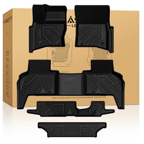 Image of LASFIT Floor Mats for Defender 110 2020-2026 7 Seats, with Cargo Mat | 3rd Row Equipped, 7 Seats Only, for Land Rover 3-Row Floor Liners, Trunk Cargo Mat, Premium TPE Liners, Full Edge Coverage