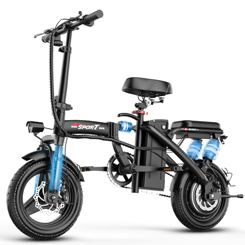 AZHAR Foldable Electric Bike 1200W Peak Motor, Up to 25 MPH, 45 Miles PAS Range, Dual Suspension, 14” Tires, 3 Speed Modes, Commuter Ebike for Adults and Teens, Electric Mini Bike image 1