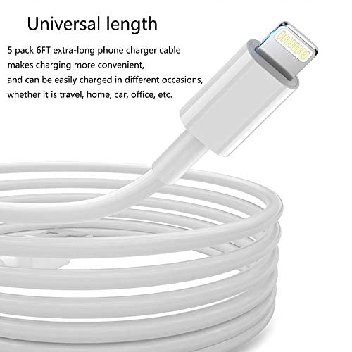 iPhone Charger Lightning Cables [Apple MFi Certified] 5Pack 6ft iPhone Fast Charging Cord Apple Phone USB High Speed Data Sync Cable Compatible iPhone 14/13/12/11 Pro Max/XS MAX/XR/XS/X/8/7/Plus/Mini