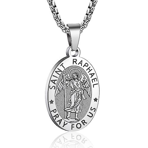 Patron of Saint Necklace, St. Michael/Virgin Mary/Raphael/Jude/Christopher/Benedict/Joseph/Patrick/Francis/Florian/Thomas/Anthony, Stainless Steel 24