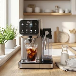 Felizia Latte - Macchina da caffè Espresso Semiautomatica 20 Bar con serbatoio per latte (1L) e schermo touch. Macchina da caffè 1350 W Thermoblock. Automatico per Cappuccino, Latte e Caffè Freddo