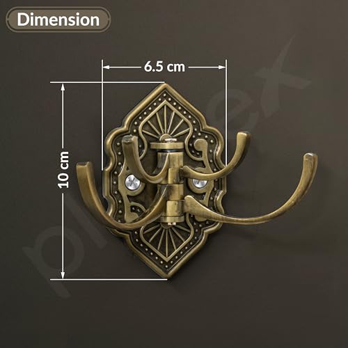 Image of Plantex Antique Robe Hook /Cloth-Towel Hanger /Door Hanger-Hook /Bathroom Accessories - Pack of 2 (Brass, Zinc)