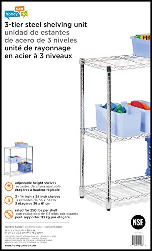 Honey-Can-Do Shf-01903 Adjustable Storage Shelving, 250-Pounds Per Shelf, Chrome, 3-Tier, 24Lx14Wx30H #TOP4