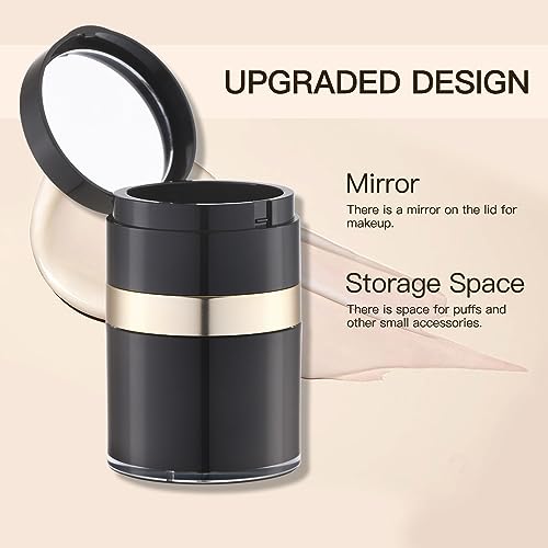 Airless Pump Jars with Mirrors 1 oz, Lotion Dispenser, Moisturizer Container, Push Container for Cream, Skin Care(30ml, Black & Gold)4