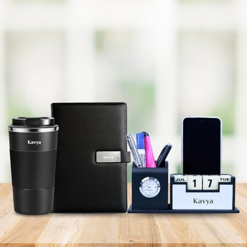 Image of Giftana 3 in 1 Personalized Diary, 510ml Tumbler & Desk Organizer Gift Set