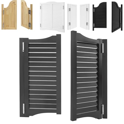 Puerta Batiente 2 Hojas Puertas de Media Cintura de Madera Cierre Automático, Puerta Abatible de Café W70-150cm Personalizable