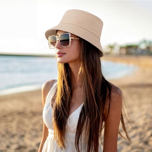 Image of 36 /24 /12 Pcs Bucket Hats for Men Women Bulk Cotton Fishing Cap UV Protection Beach Foldable Solid Color Sun Cap