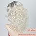 RENERSHOW Medium Platinum Blonde Curly Wigs for White Women Ombre Blonde Wavy Wig Side Part Synthetic Hair Replacement Wig