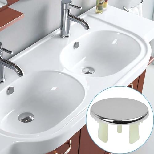 Waschbecken Überlauf Abdeckung,4 PCS Siphonverkleidung für Waschbecken,Waschbecken Ersatzteile-Überlaufblende - Cap-Chrom