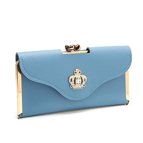 Preisvergleich Produktbild TXDIRECT geldbörse Damen klein geldbörse Kreditkartenetui für Frauen Lady Clutch Geldbörse Reisebrieftasche Schnalle Brieftasche Blue