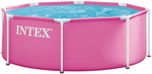 INTEX Metal Frame 8 ft x 30 in Above Ground Pool Set, Round Swimm...