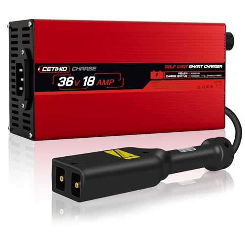 36 Volt Golf Carts Battery Charger for EZGO TXT, Trickle Charger 3.0 Technology, 18 AMP, 4-6 hrs Full Charge, Replace EZGO D-Plug, 16FT