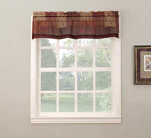 No. 918 Eden Inspirational Patchwork Semi-Sheer Rod Pocket Kitchen Curtain Valance, 56" X 14", Multi #TOP6