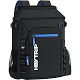 Heytrip Mochila térmica térmica com 36 latas, mantém congelamento por 20 horas, à prova d'água e à prova de vazamento com vários compartimentos (preto)