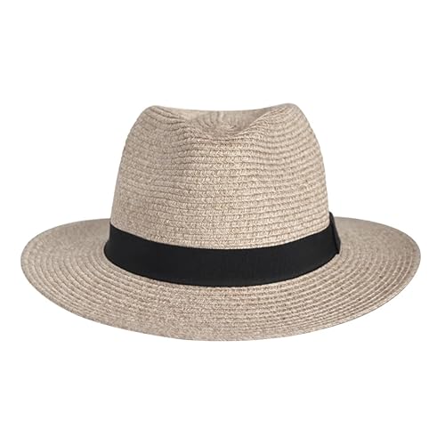 House of Ord Cape Town - Pana-Mate Fedora - Reisefreundlicher Sonnenhut für Damen und Herren in Natur - Faltbarer Strohhut im Panama Hut Stil - UV-Schutz 50+ - Größe: M/L: 58 cm Farbe: Beige
