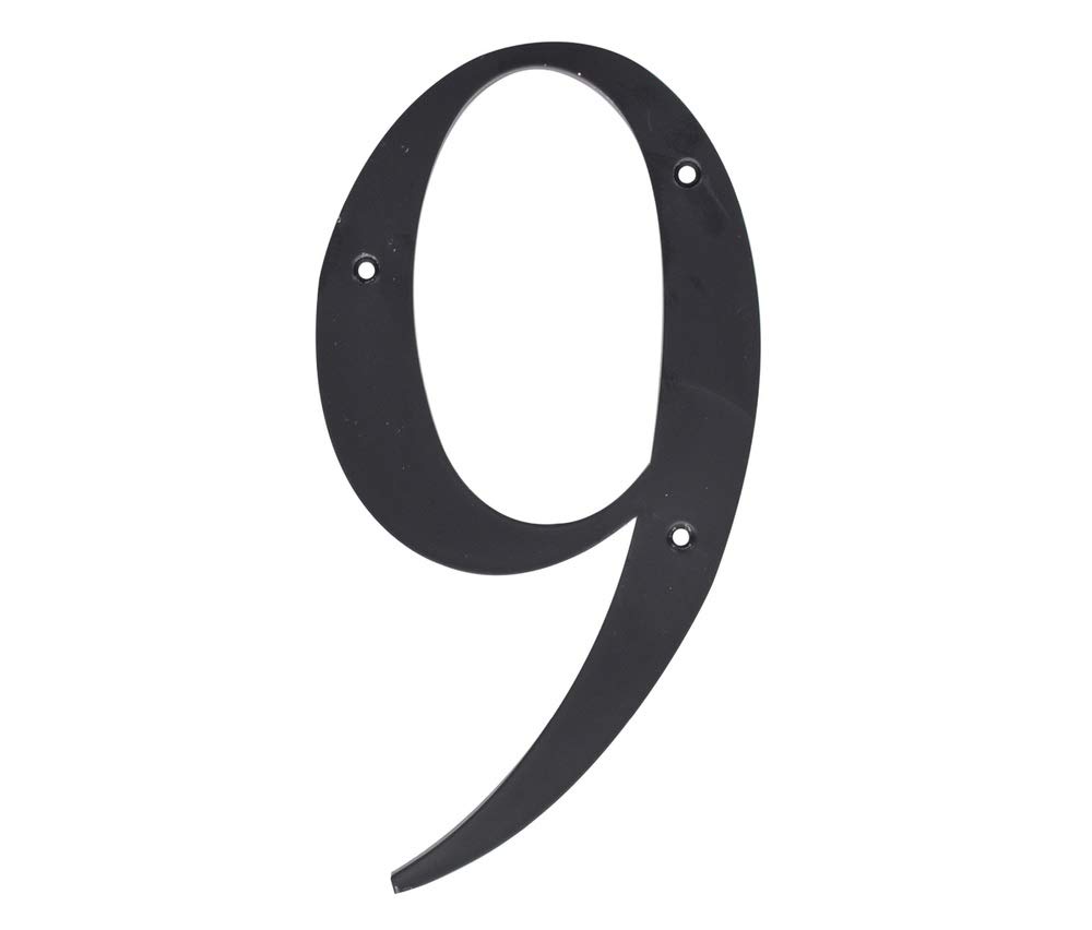 Hillman 6 in. Reflective Black Plastic Nail-On Number 9 1 pc. - Case of: 3;3