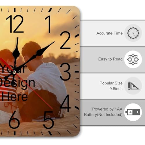 Reloj de pared cuadrado personalizado con foto miniatura 3