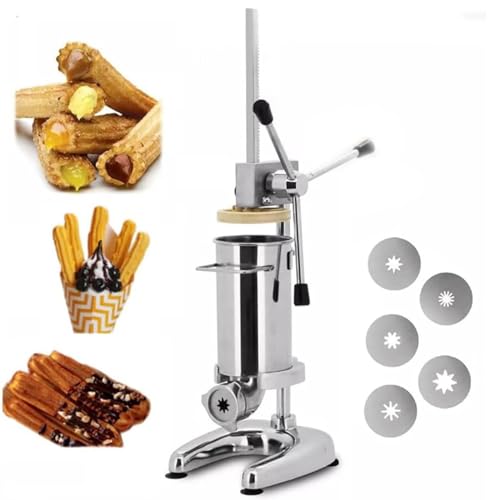 ZYLDDS Máquina para Hacer Churros de 2L, máquina para Hacer Churros Manual, máquina para rosquillas, máquina para churreras españolas Verticales de Acero Inoxidable, Equipo para refrigerios