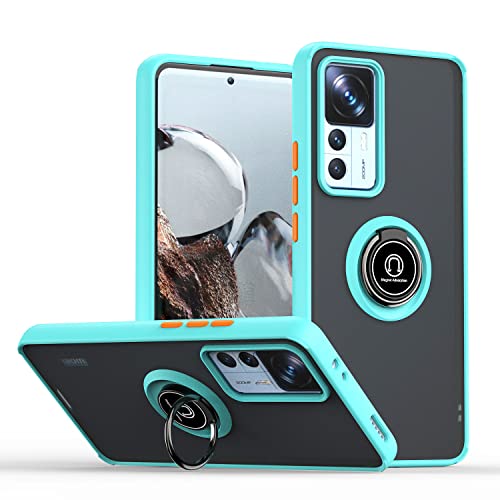 XINYEXIN Funda para Xiaomi 12T / Xiaomi 12T Pro (6.67"), Funda con Soporte de Anillo, TPU + PC Translúcido Anti- Arañazos Carcasa Protectora Antigolpes Case Cover - Azul Cielo Cover