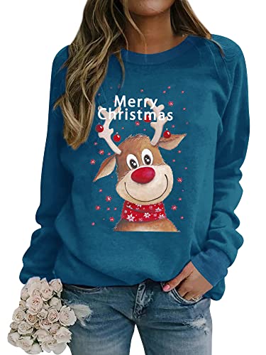 Dresswel Weihnachtspullover Damen Merry Christmas Sweatshirt Lustig...