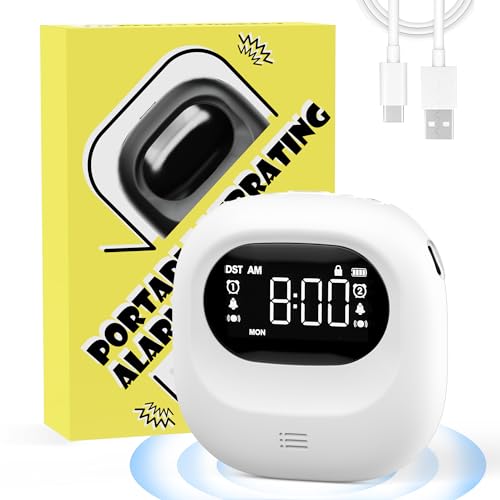 Vibrationswecker für Tiefschläfer, Kabellos Wecker unter dem Kopfkissen, Einstellbare Vibration, Batteriebetrieben, Doppel Alarm, Tragbarer...