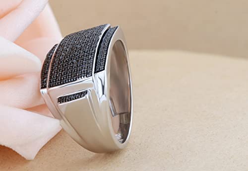 Dazzlingrock Collection 0.45 Carat (ctw) Round Black Diamond Men's Flashy Hip Hop Pinky Ring 1/2 CT, Sterling Silver3