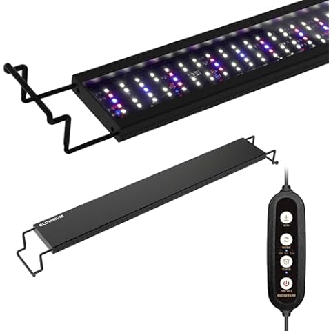 GLOWRIUM 2025 New Upgrade Aquarium Light,Waterproof IP65，LED Fish Tank Light, Full Spectrum Freshwater Aquarium Light,Daylight/Moonlight Mode,Fish Tank Light with auto-on/Off Timer Size (48-53in) Cover