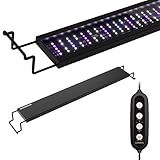 GLOWRIUM Luz de acuario, luz LED de agua dulce con temporizador, luces de cultivo de acuario plantadas de espectro completo con modo de luz diurna/luna, brillo ajustable, encendido/apagado automático