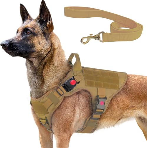 No Pull Tactical Dog Harness with Leash, Heavy Duty Dog Training ...