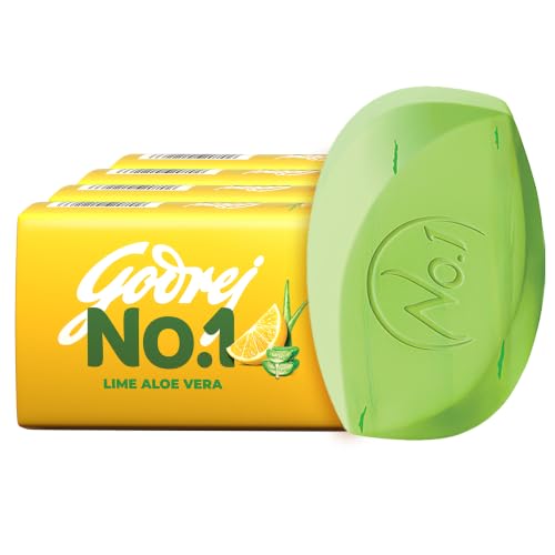 Image of Godrej No.1 Lime & Aloe Vera - Pack of 4 (150g each) | Soaps For Bath | Long-Lasting Fragrance