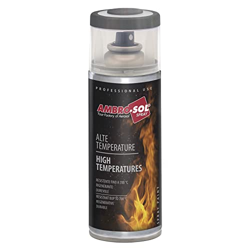 AMBRO-SOL, Pintura alta temperatura, Pintura para Radiadores, Hornos y Motores, Pintura en Spray para Metal Gris antracita, Spray 400 ml
